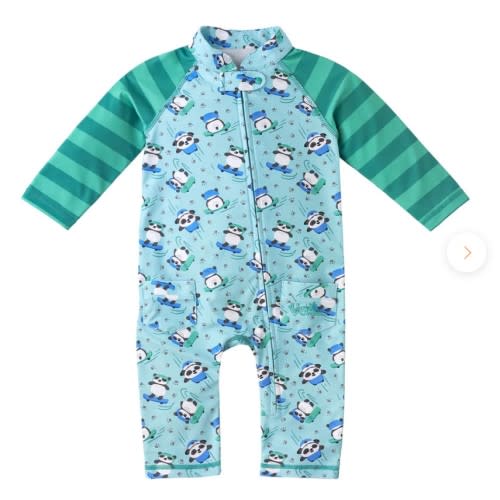 Baby Boy's One-Piece Swimsuit - playful panda, 3/6M