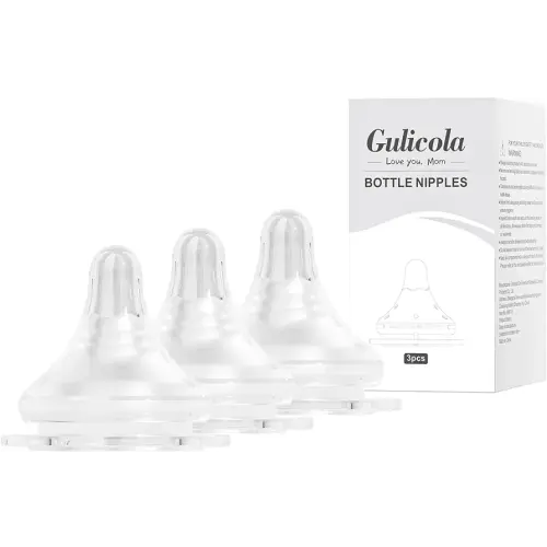 Gulicola Natural Flow Baby Bottle Silicone Nipple Level 1, Slow Flow (S), 1+ Months, 3 Counts (Pack of 1)