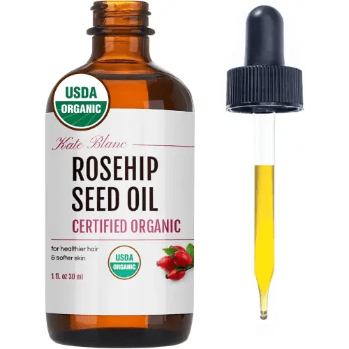 Kate Blanc Cosmetics Rosehip Oil for Face & Skin (1oz, Organic, Pure, Cold Pressed) Rosehip Seed Face Oil for Facial & Gua Sha Massage