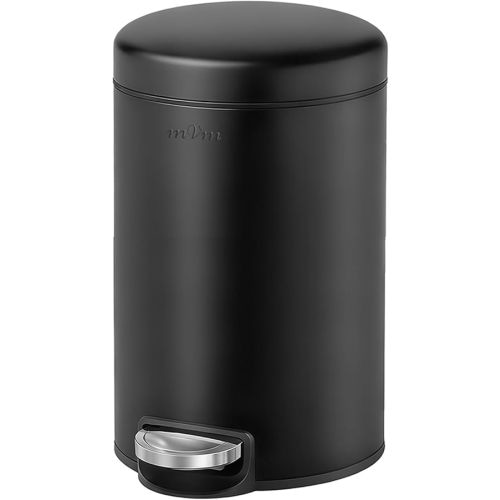 mVm Kitchen Trash Can,5.3Gallon(20L) Step Round Trash Cans,Garbage Can with Lid,Soft-Close,Anti-Fingerprint,Foot Pedal.Stainless Steel Trash Can for Kitchen,Office,Bedroom,Living Room(Black)
