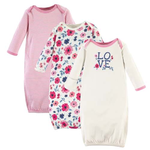 Touched by Nature Baby Girl Organic Cotton Gowns, Garden Floral, 0-6 Months
