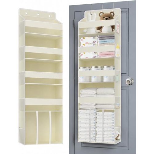 Beige Over-the-Door Nursery Organizer for Baby Stuff and Infant Essentials