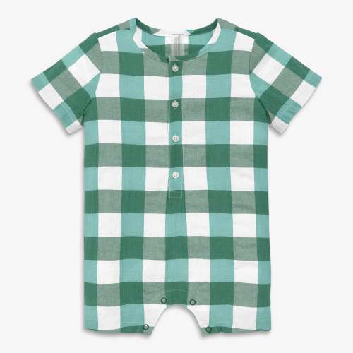 Baby henley picnic shortie in gingham | Primary.com