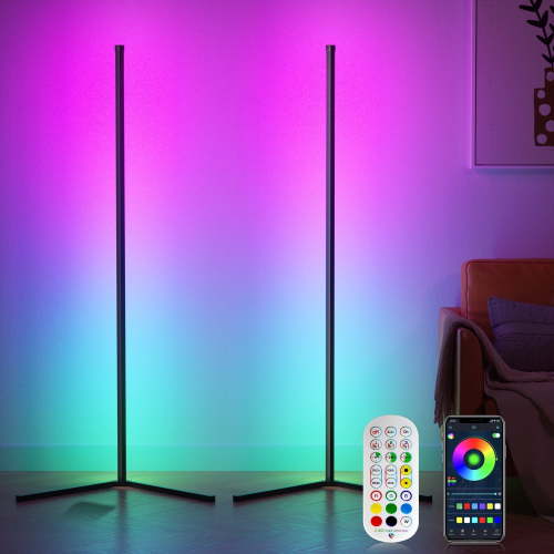 DAYBETTER Led Corner Floor Lamp, Smart RGB Floor Lamp with APP&Remote, 16 Million Colors Changing, Music sync, Modern Corner led Light for Bedroom Living Room and Gaming Room, Timing&Schedule,2pack