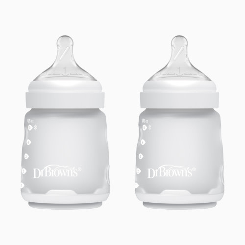 Dr. Brown's Options+ Wide-Neck Silicone Baby Bottles - White, 5 Oz
