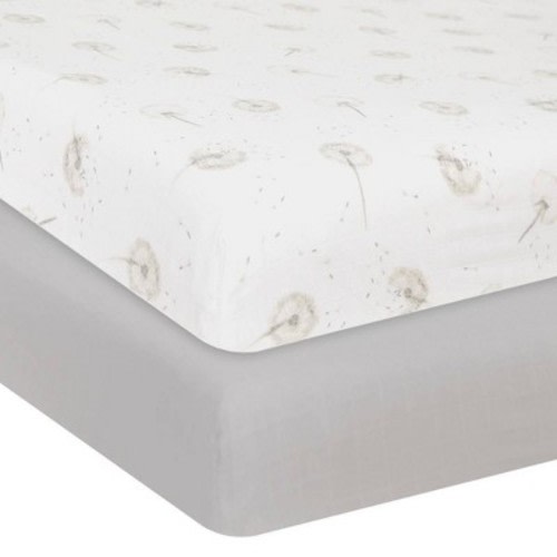 Living Textiles Baby Organic Muslin Crib Fitted Sheet - Dandelion - 2pk