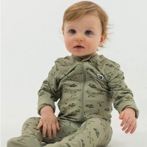 Flying Ducks Baby Zip Up - Green | Hunting Gift | BURLEBO