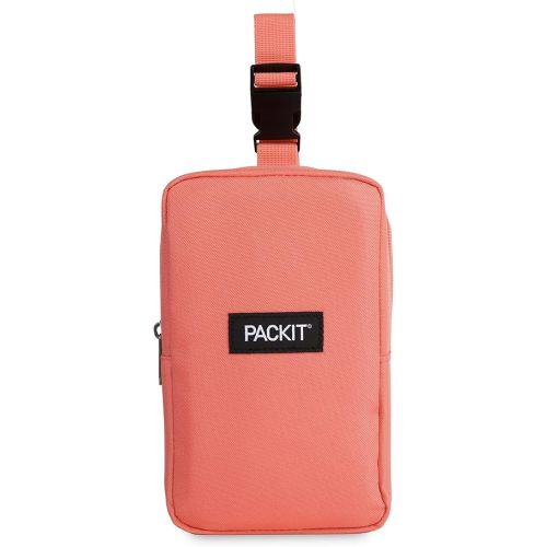 PackIt Freezable Upright Snack Box, Papaya, Built with ECOFREEZE Technology, Fully Freezable, Collapsible, Reusable, With Top Buckle Handle and Top Load Design, For Perishable Snacks On the Go