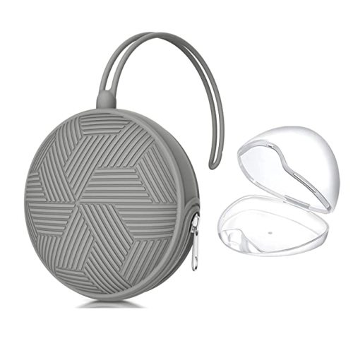 Smlpuame Pacifier Holder Case,BPA Free Portable Pacifier Storage Container,Silicone Baby Pacifier Cover Pouch for Diaper Bag Stroller,Travel Outdoor Activities,Easy to Clean(Grey)