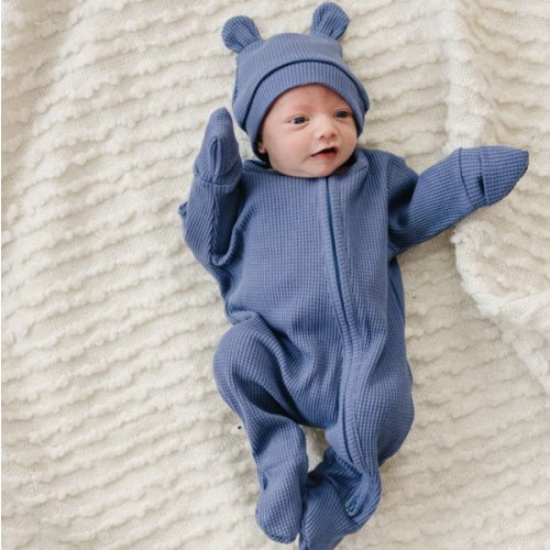 Luna + Luca Bear Waffle Set - Stormy Blue