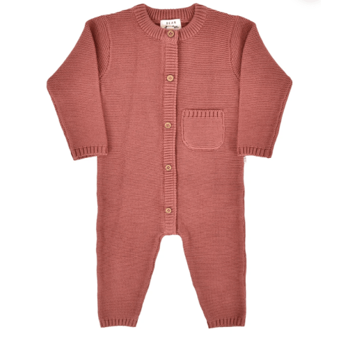 Penelope Garter Stitch Romper in Rosewood