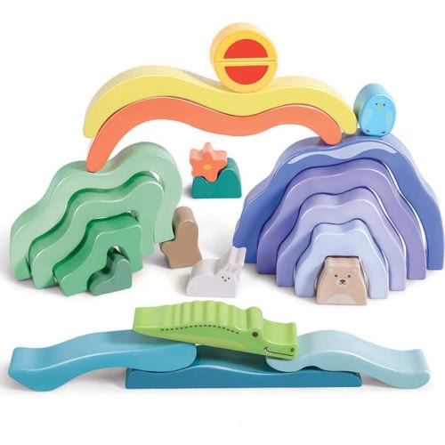 Hape: Nature Scene Stacking Blocks - Wooden Nesting Toy