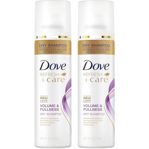 Dove Dry Shampoo Spray, Volume & Fullness, Absorbs Oil to Refresh Hair Without Washing, 5 oz (2-Pack)