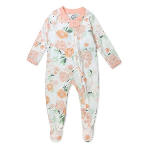 HonestBaby Sleep & Play Footed One-Piece Pajama Sleeper 100% Organic Cotton, Baby Girls
