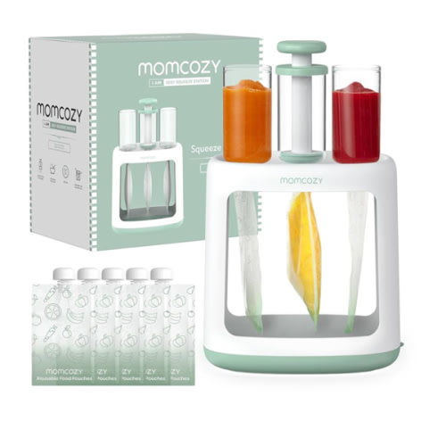 Momcozy Squeeze Station,Baby Food Maker&Pouch Filler for Homemade Baby Puree, BPA-Free, Dishwasher Safe, with Reusable Baby Food Pouches for Babies & Toddlers