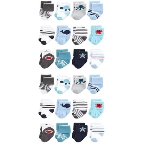 Hudson Baby Unisex Cotton Rich Baby Terry Socks 24-Pack