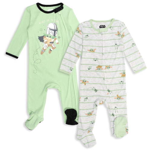 Star Wars The Child Newborn Baby Boys 2 Pack Zip Up Sleep N' Plays Newborn to Infant