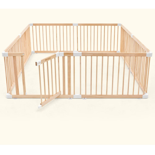 HARPPA Wooden Baby Gate Playpen | Non-Toxic Foldable DIY Adjustable Play Yard for Infants & Toddlers – Natural Finish Baby Fence for Small & Large Spaces