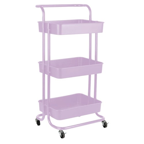 3-Tier Rolling Storage Cart, Lavender