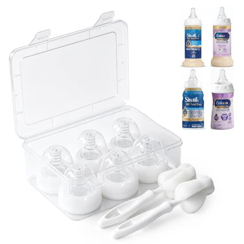 6PCS Slow Flow Nipples, 6ml/min, Reusable, Anti-Colic&Vented Nipples | For 0-3m baby, Compatible with Similac/Enfamil Ready to Feed & Standard Bottles, including Storage Box & 2 Nipple Brushes