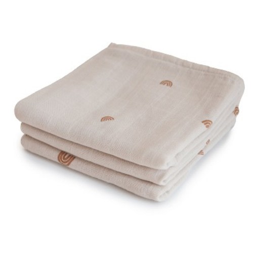 Organic Cotton Muslin Cloths 3-Pack Rainbows One Size