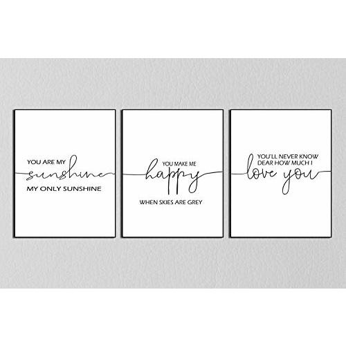 You Are My Sunshine Nursery Decor - Set of 3 11x14 Inch Prints for Baby Nursery - Perfect New Baby Gift - Nursery Wall Art (Unframed)