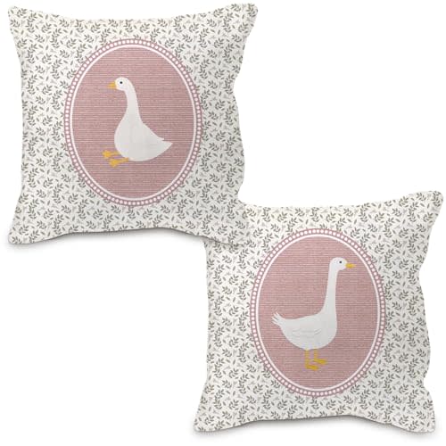 Nvotell Goose Decor Pillow Covers 18x18, Baby Girl Nursery Decor, Vintage Floral Botanical Goose Decorative Throw Pillow Covers Pillowcase for Baby Girl Nursery Room Bedroom Decor, Set of 2