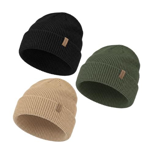 DOKKOME 3 Pack Toddler Baby Beanies Kids Infant Winter Hats Knit Warm Caps for Boys Girls