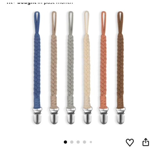 Pacifier Clip for Boys and Girls, 6 Pack Baby Pacifier Holder Leash 100% Handmade Braided Fits All Pacifiers & Teething Toys Modern Unisex Baby Gift