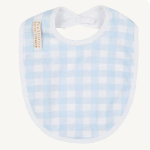 Burp Me Bib - Buckhead Blue Gingham with Worth Avenue White
