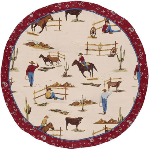 Sweet Jojo Designs Tan and Red Cowboy Playmat Tummy Time Baby and Infant Play Mat for Wild West Collection