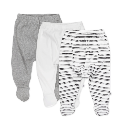 3-Pack Organic Cotton Footed Pants | Sketchy Stripe