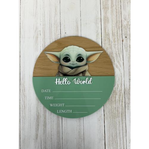 Baby Yoda Inspired Baby Announcement with Birth Stats | Grogu Inspired Baby Sign | Acrylic Birth Stats Sign | Birth Stat Announcement