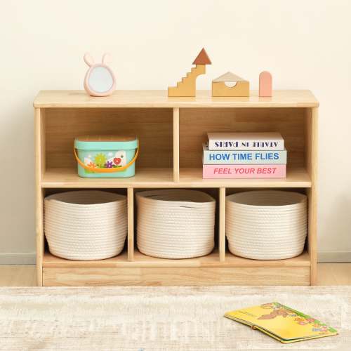 OOOK Rubber Wood 5-Compartment Montessori Shelf (MEDIUM SIZE)