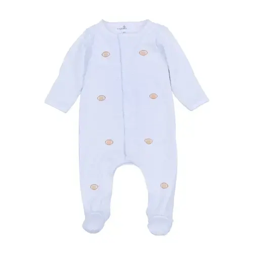 Touchdown Cutie Embroidered Footie - Light Blue | Posh Tots Children's Boutique