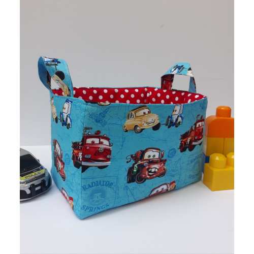 Toy cars storage basket, Fabric organizer bin, MacQueen container caddy - Personalization available