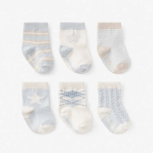 Classic Blue Non Slip Baby Socks 6pk BLUE / 0-12M