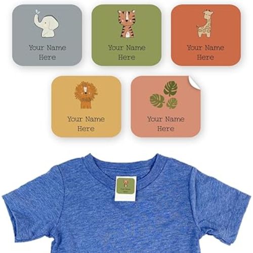 Personalized Clothing Labels for Kids - 40 Custom Name Stickers - Waterproof & Laundry Safe for Daycare, School or Camp - Use on Clothes, Jackets, Backpacks - InchBug TagPals (Go Wild)