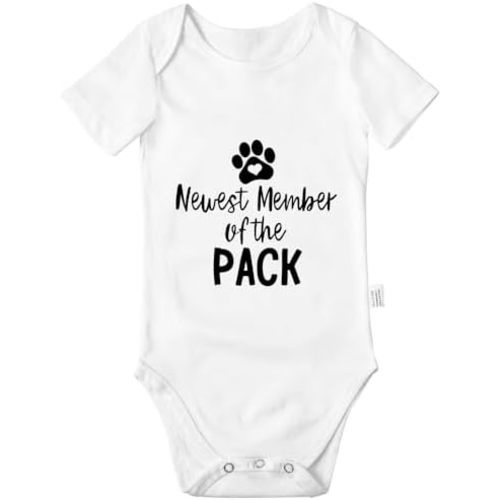Newest Member of the Pack Bodysuit, Baby Boys Girls Cotton Romper Jumpsuit Outfits Short-Sleeve 0-24 Months