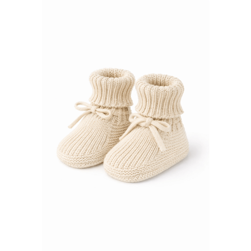 Cozy Knit Baby Booties – Oat – Sprout & Fawn