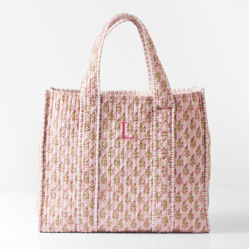 Block Print Quilted Oversized Tote