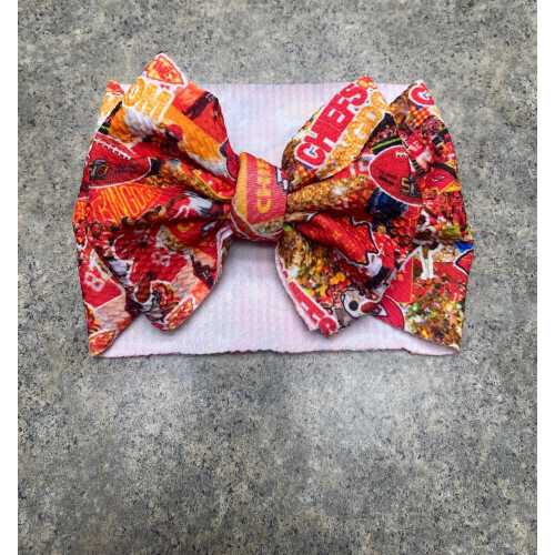 Kansas City Chiefs headwrap bow for baby, football