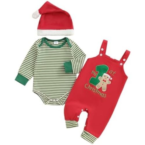 Newborn Baby Boy First Thanksgiving Outfit Stripe Long Sleeve Romper Turkey Overall Pants Hat Set 3Pcs Clothes