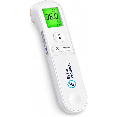 ByFloProducts Digital Forehead Thermometer, 1-Second Reading, Adult & Baby