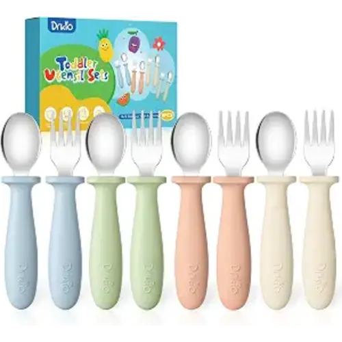 8 Pcs Toddler Utensils Set Kids Silverware with Forks and Spoons