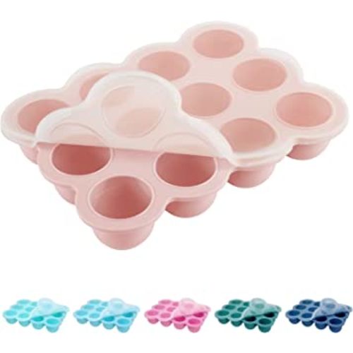 12x1.5oz Baby Food Storage Containers, Baby Food Freezer Tray with Clip Lid Gossamer Pink, Food Grade Silicone Freezer Trays for Purees & Vegetables
