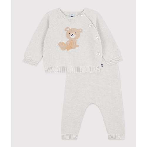 Baby boy 2pc knit set sweater with bear and pants (6 Months; 12 Months)