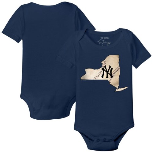 Infant New York Yankees Tiny Turnip Navy State Outline Bodysuit