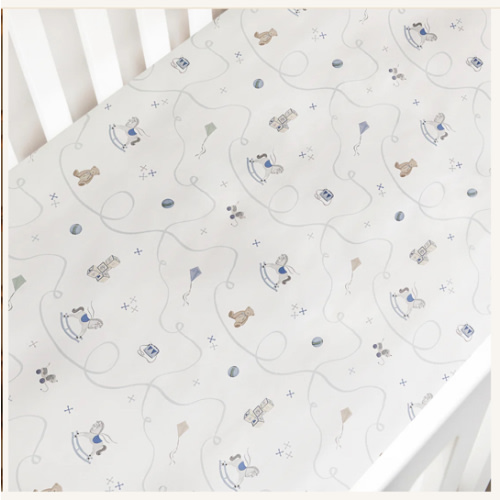 Little Toy Chest Crib Sheet - Ivory