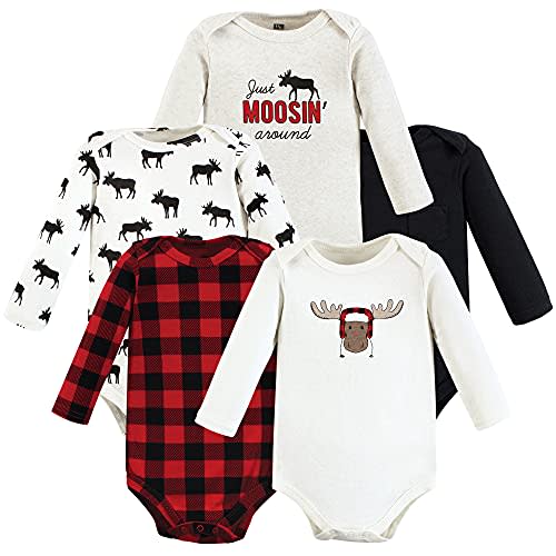 Hudson Baby baby-boys Cotton Long-sleeve Bodysuits 5-pack
